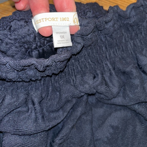 Westport Dark Blue Lace Overlay Off the Shoulder Blouse size 1XL - Picture 3 of 6